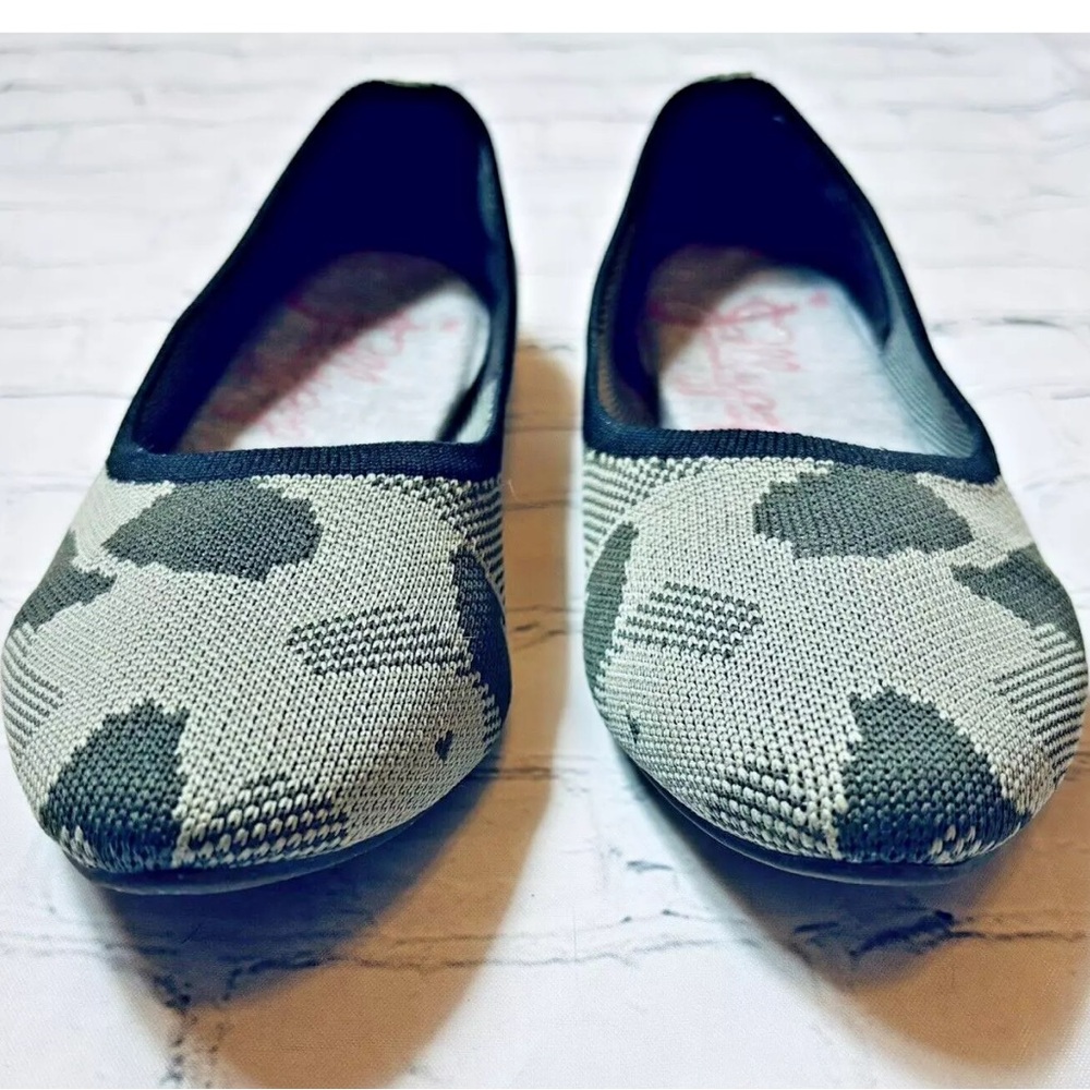 JELLY POP CHAMPS Green Camo Knit Pointy Toe Flats Women's 7.5 M (run Small - Picture 4 of 13